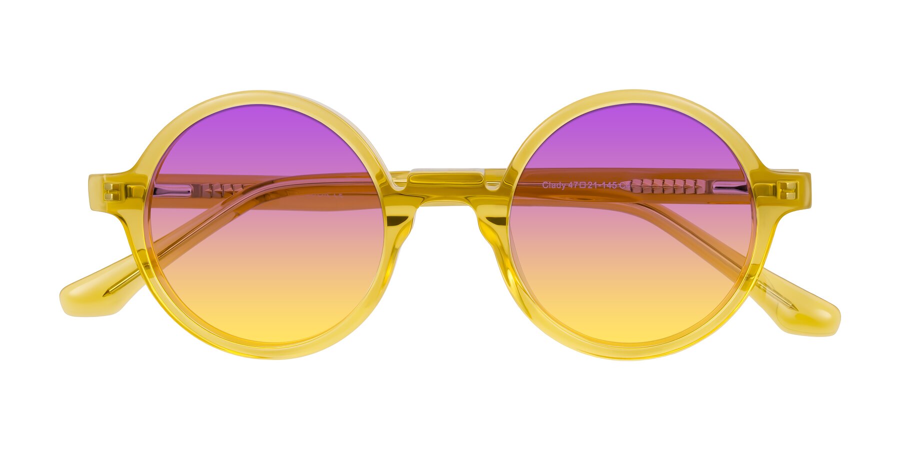 Folded Front of Clady in Mustard Crystal with Purple / Yellow Gradient Lenses