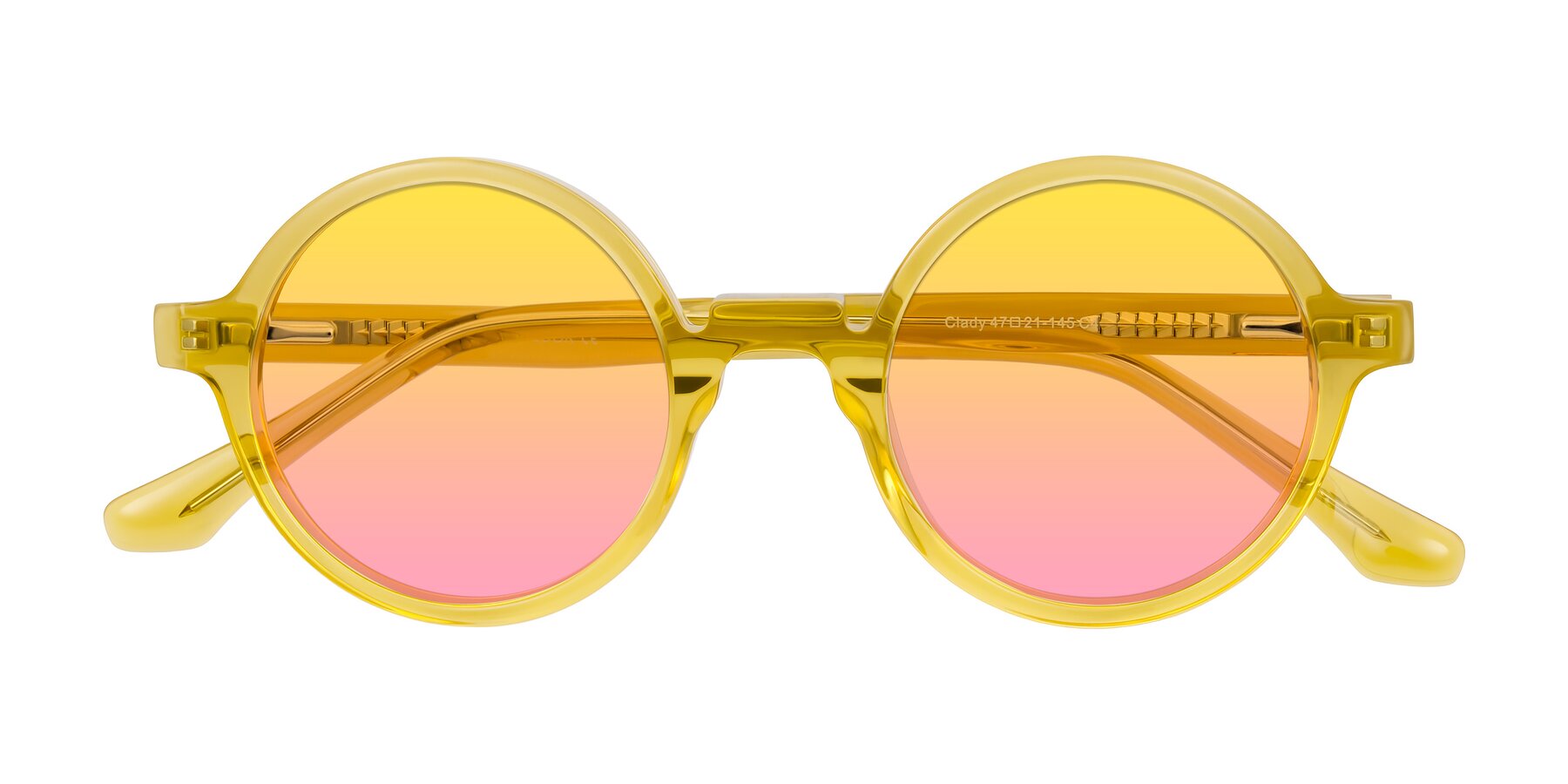 Folded Front of Clady in Mustard Crystal with Yellow / Pink Gradient Lenses