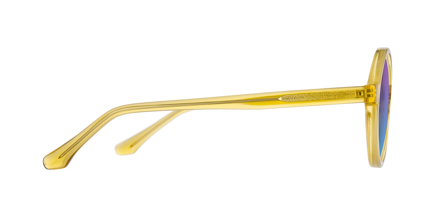 Side of Clady in Mustard Crystal with Purple / Blue Gradient Lenses