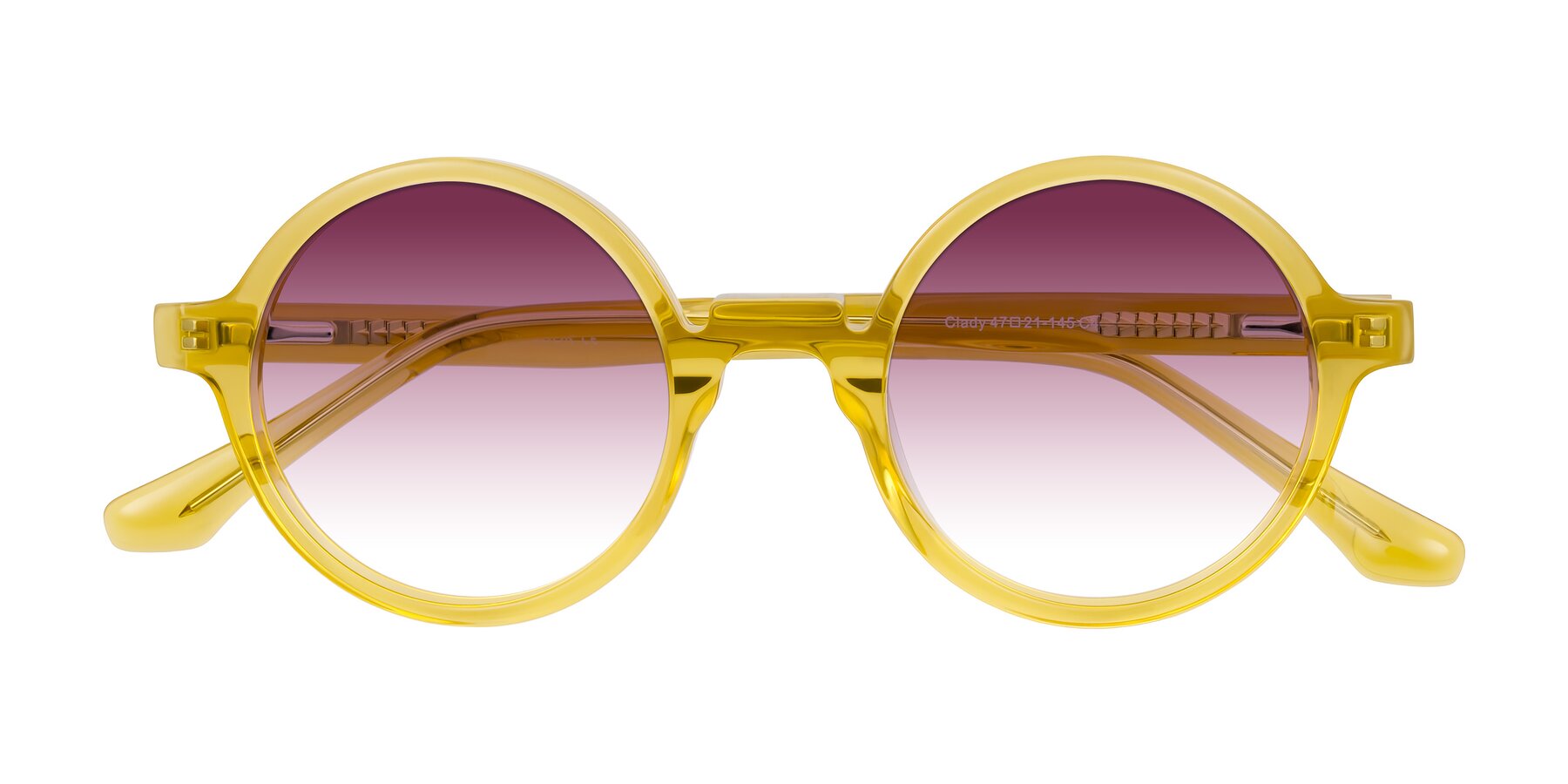 Folded Front of Clady in Mustard Crystal with Wine Gradient Lenses