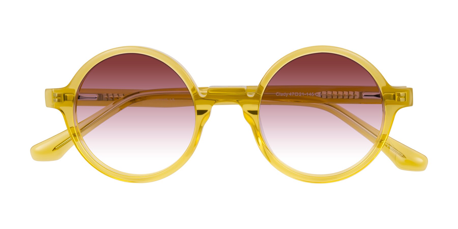 Folded Front of Clady in Mustard Crystal with Garnet Gradient Lenses