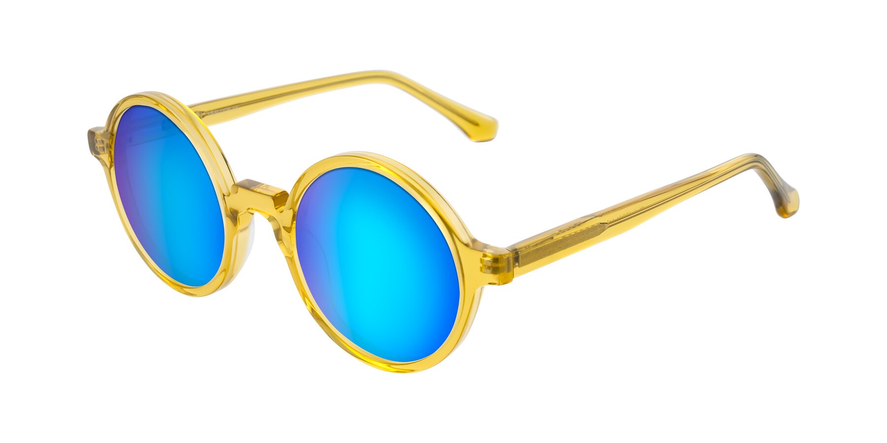 Angle of Clady in Mustard Crystal with Blue Mirrored Lenses