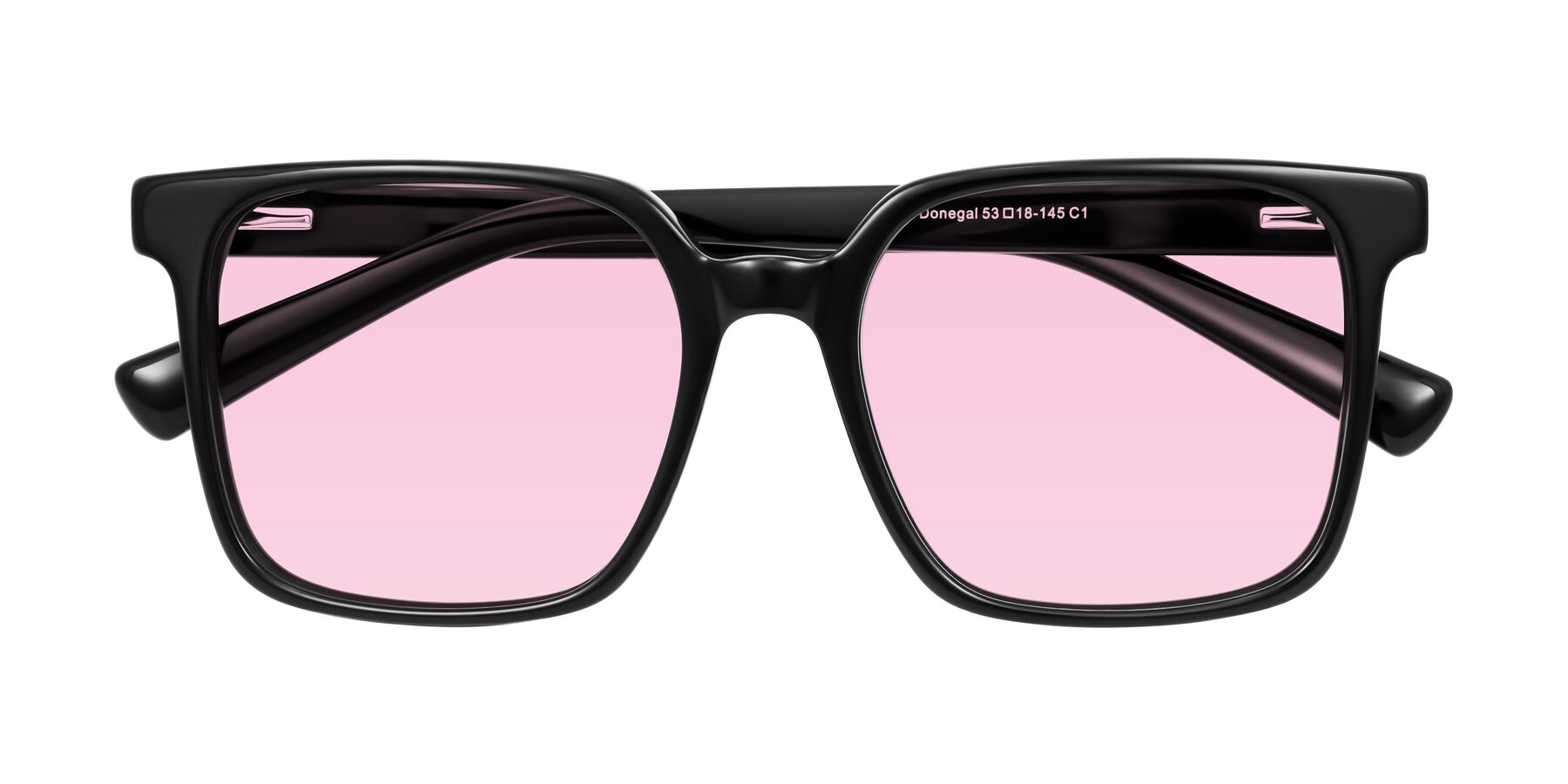 Folded Front of Donegal in Black with Light Pink Tinted Lenses