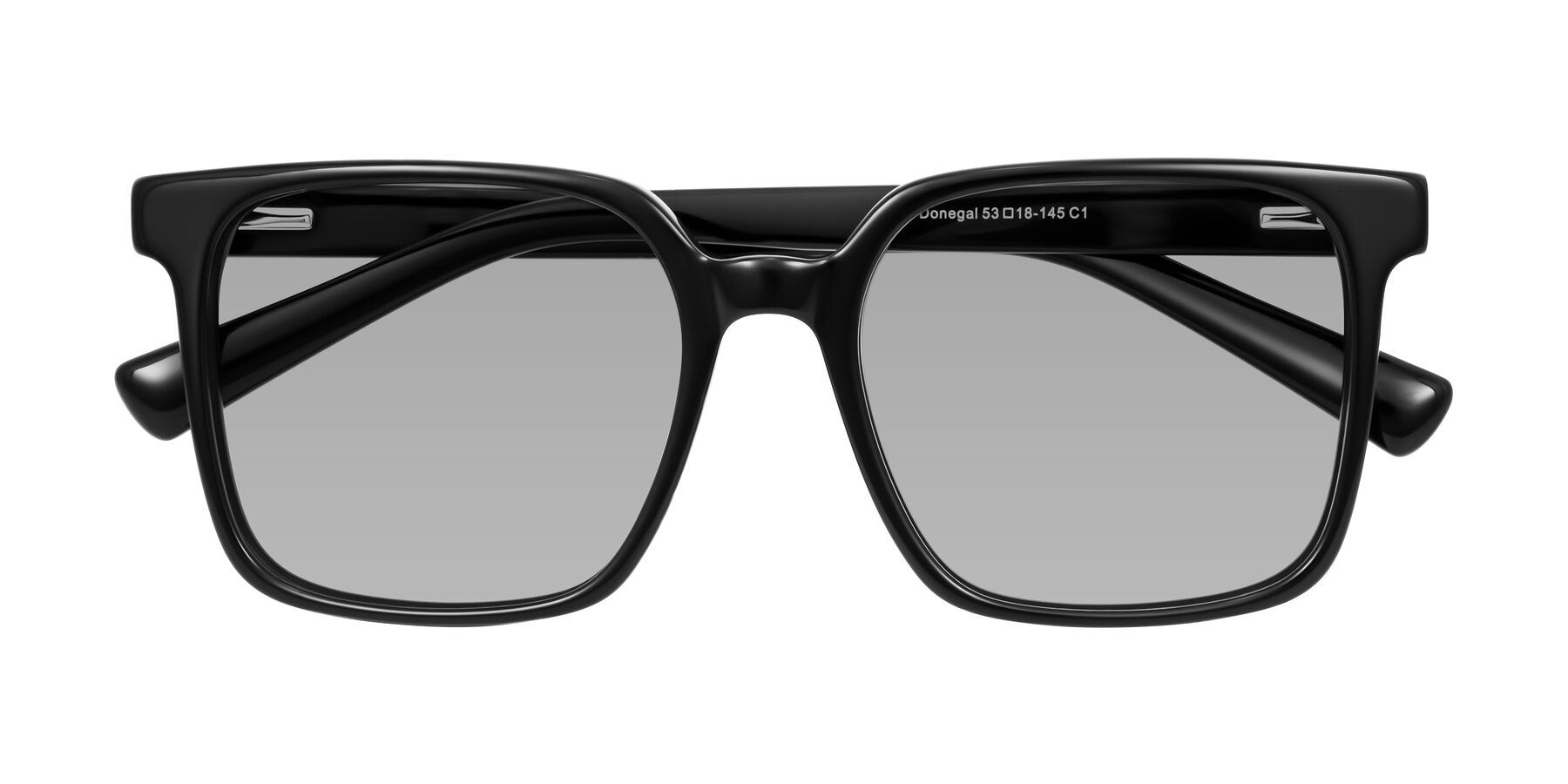 Folded Front of Donegal in Black with Light Gray Tinted Lenses