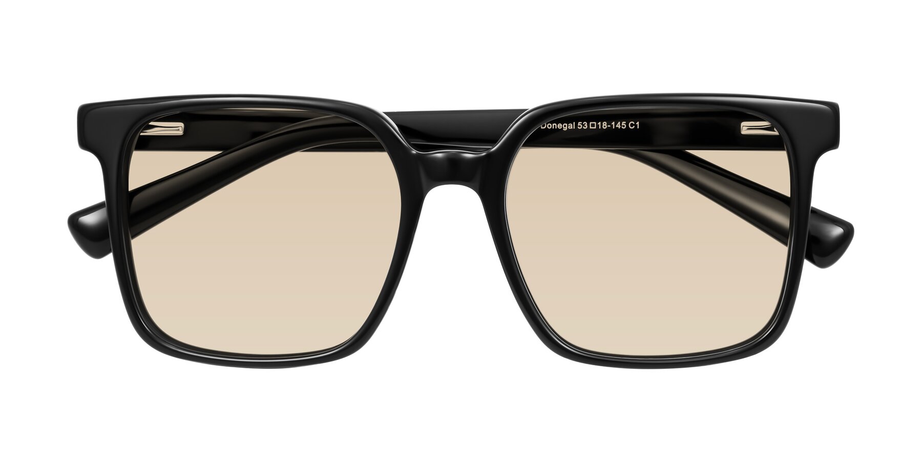 Folded Front of Donegal in Black with Light Brown Tinted Lenses