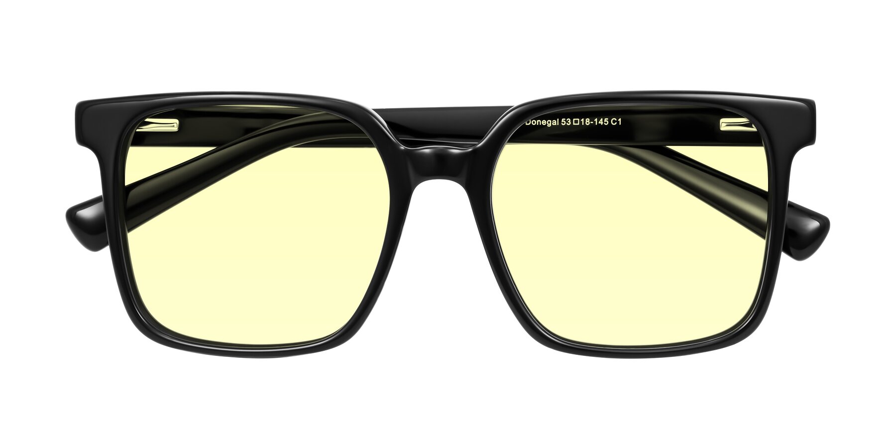 Folded Front of Donegal in Black with Light Yellow Tinted Lenses