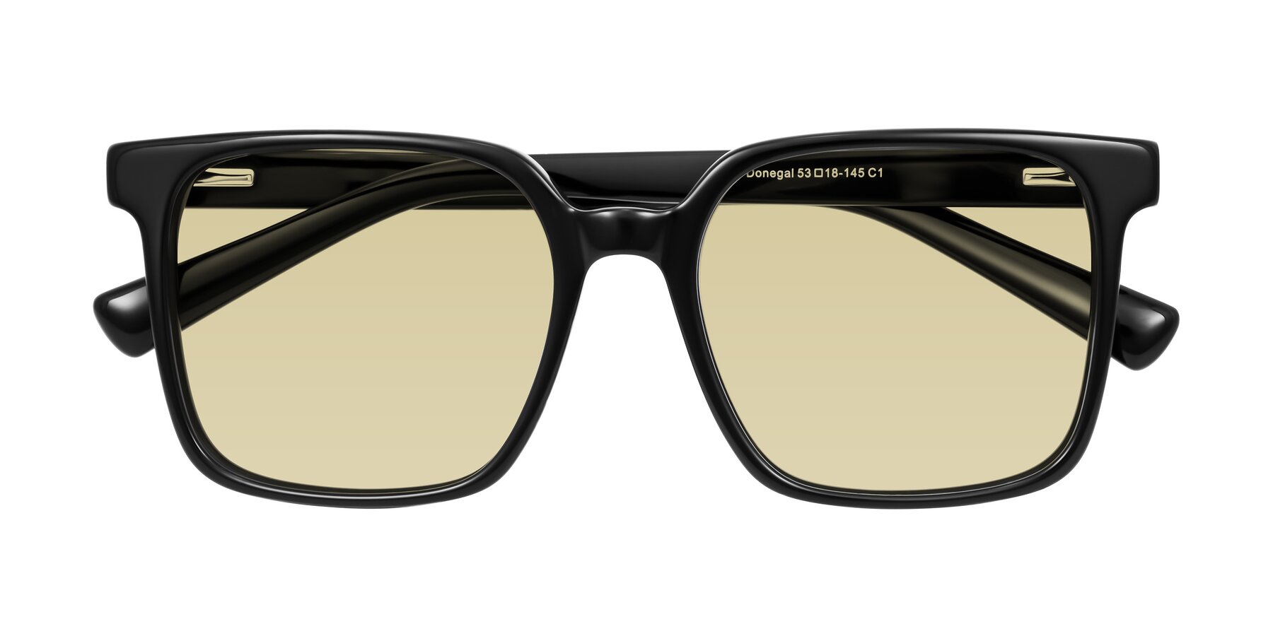 Folded Front of Donegal in Black with Light Champagne Tinted Lenses