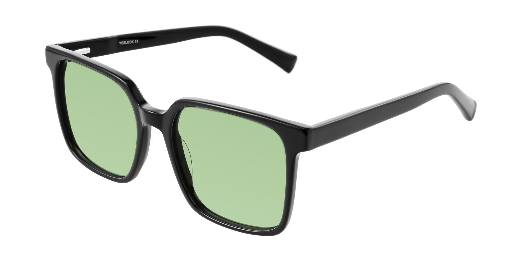 Angle of Donegal in Black with Medium Green Tinted Lenses