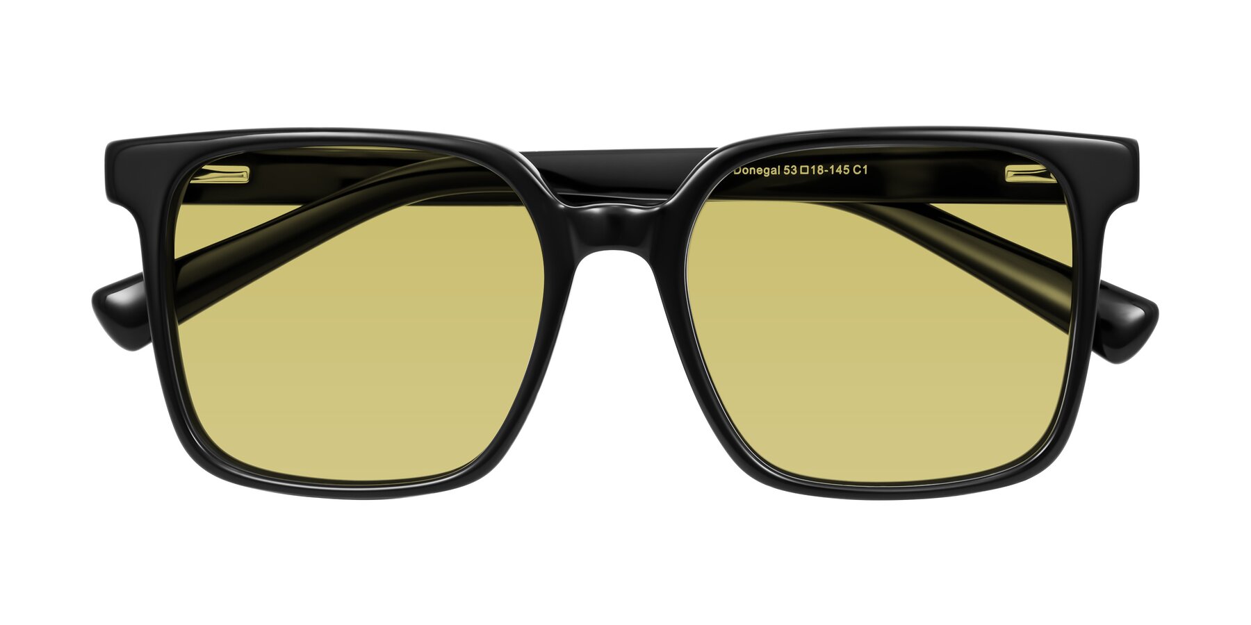 Folded Front of Donegal in Black with Medium Champagne Tinted Lenses