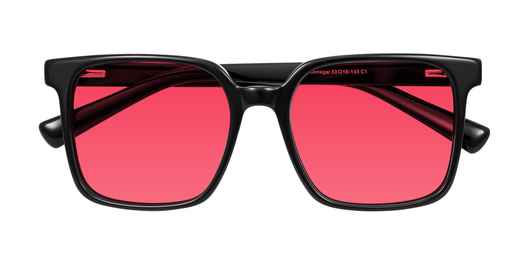 Folded Front of Donegal in Black with Red Tinted Lenses