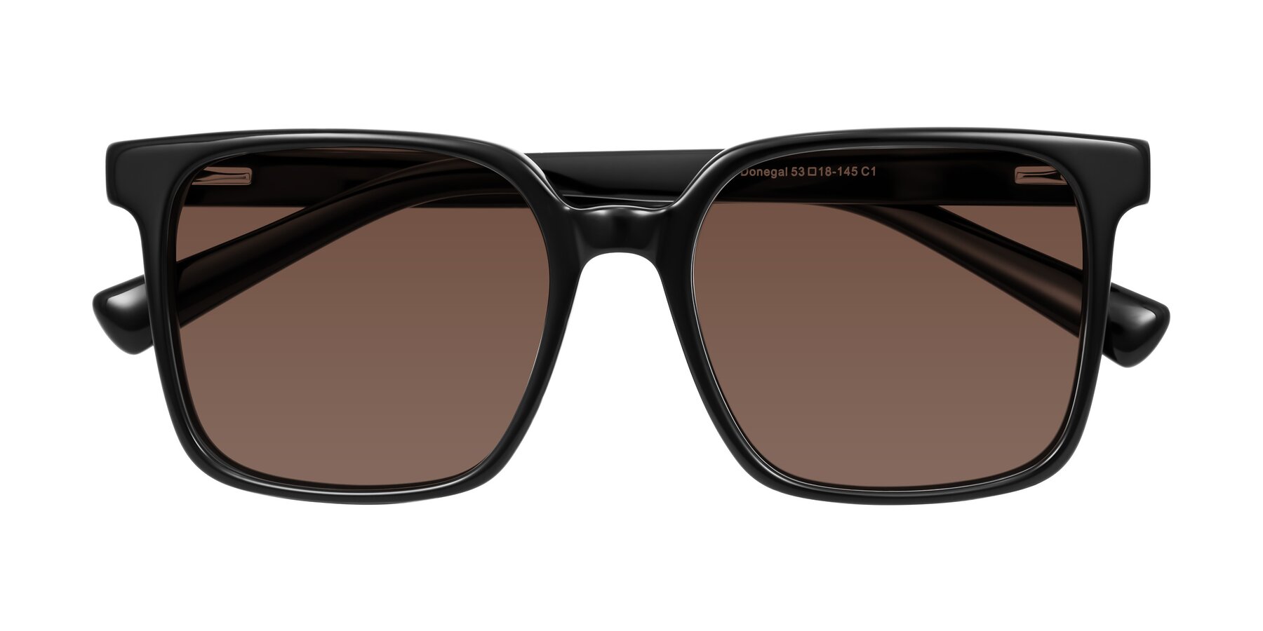 Folded Front of Donegal in Black with Brown Tinted Lenses