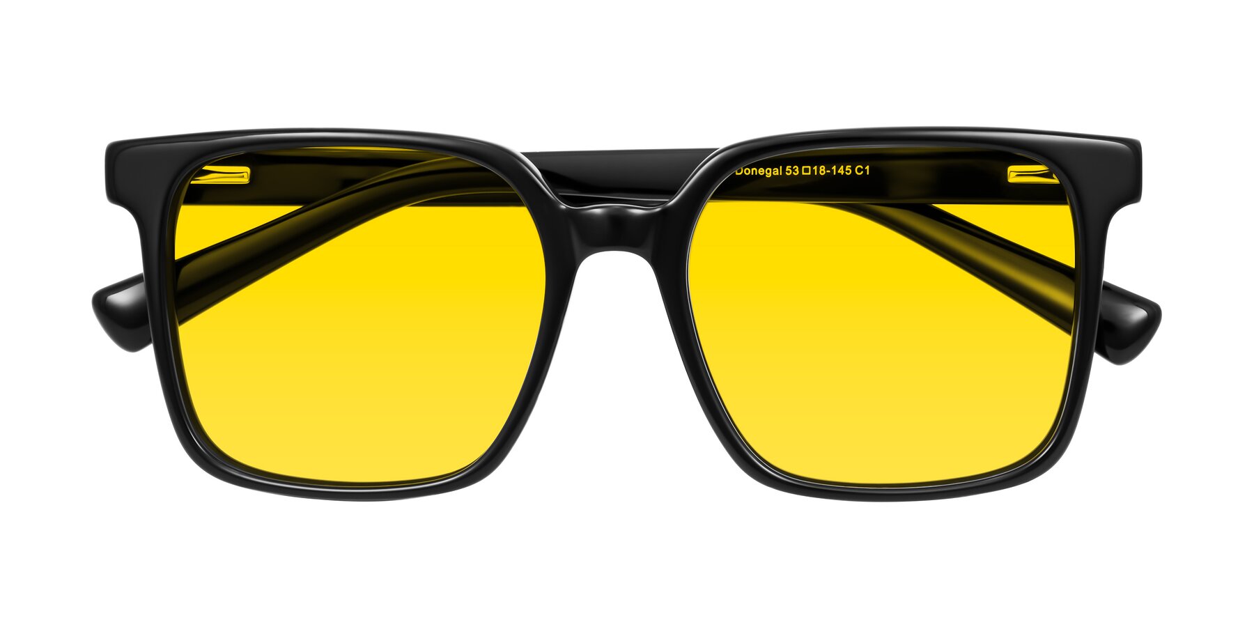 Folded Front of Donegal in Black with Yellow Tinted Lenses