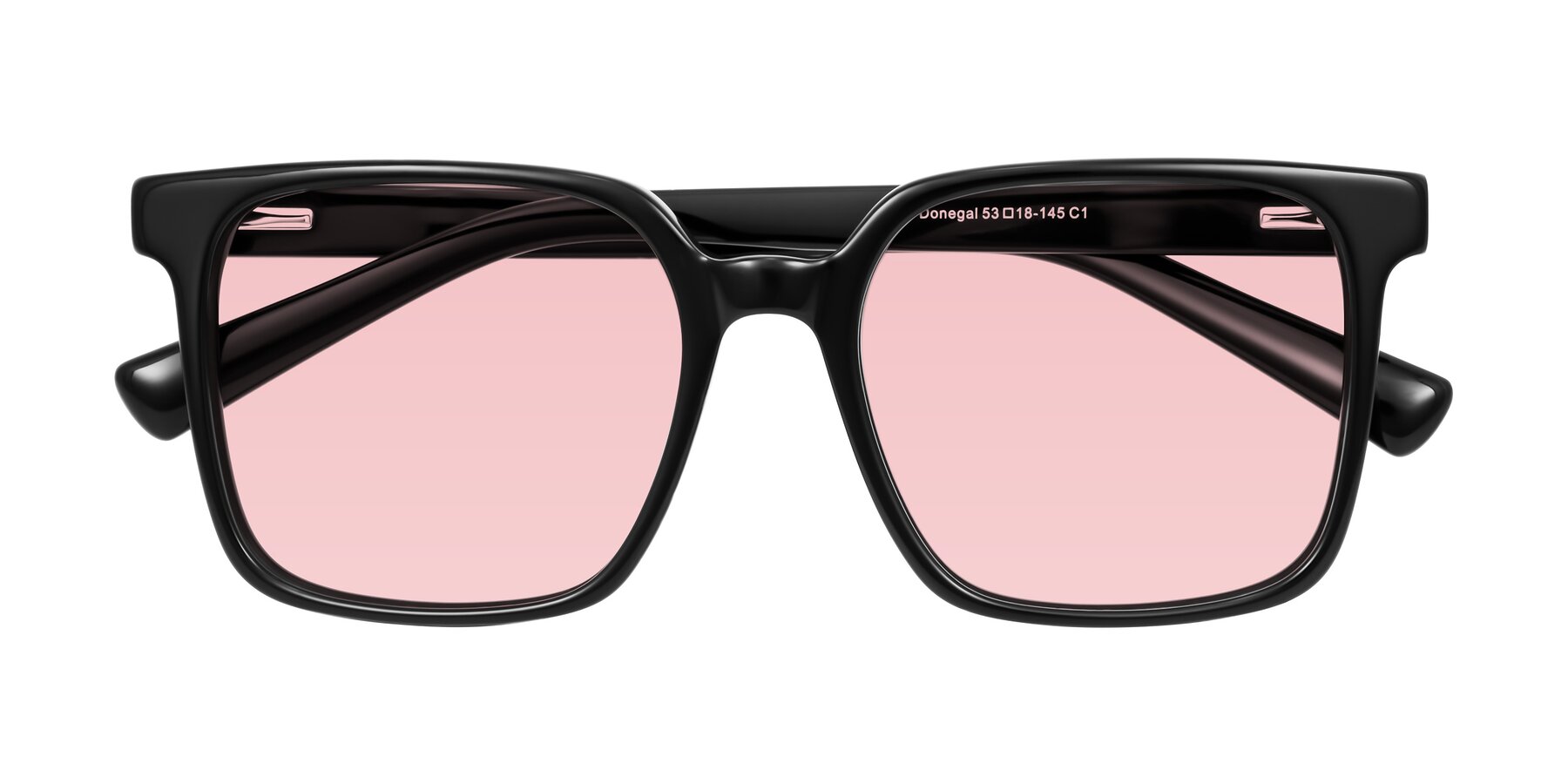 Folded Front of Donegal in Black with Light Garnet Tinted Lenses