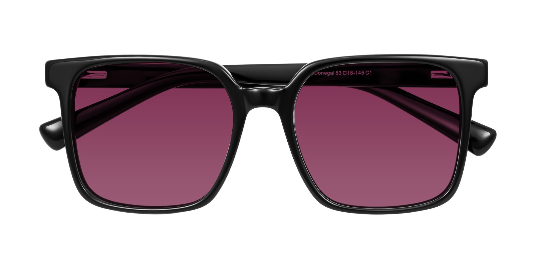Folded Front of Donegal in Black with Wine Tinted Lenses