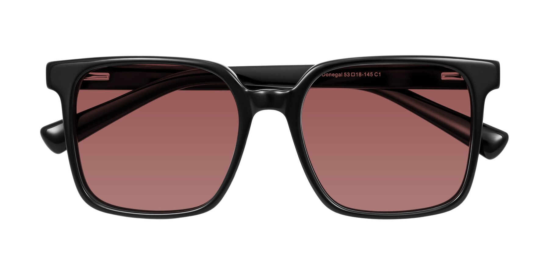 Folded Front of Donegal in Black with Garnet Tinted Lenses