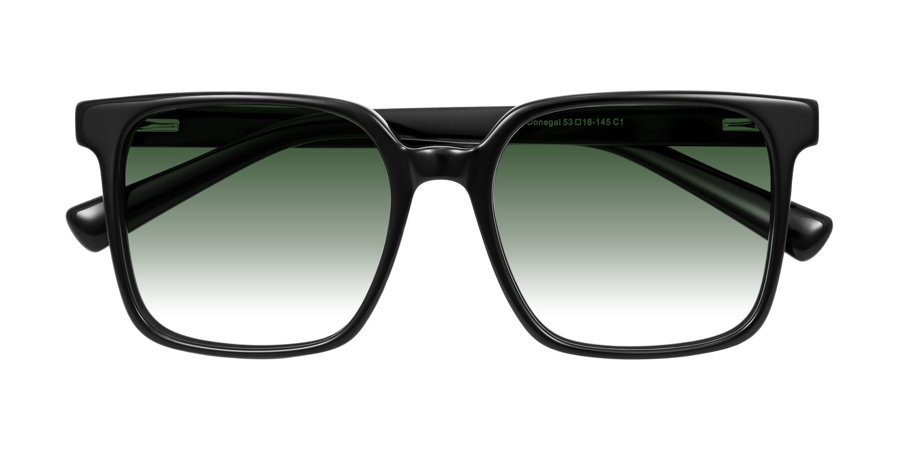 Folded Front of Donegal in Black with Green Gradient Lenses