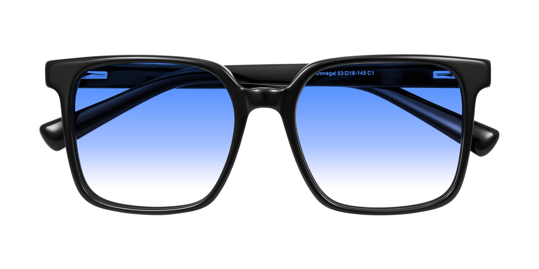Folded Front of Donegal in Black with Blue Gradient Lenses