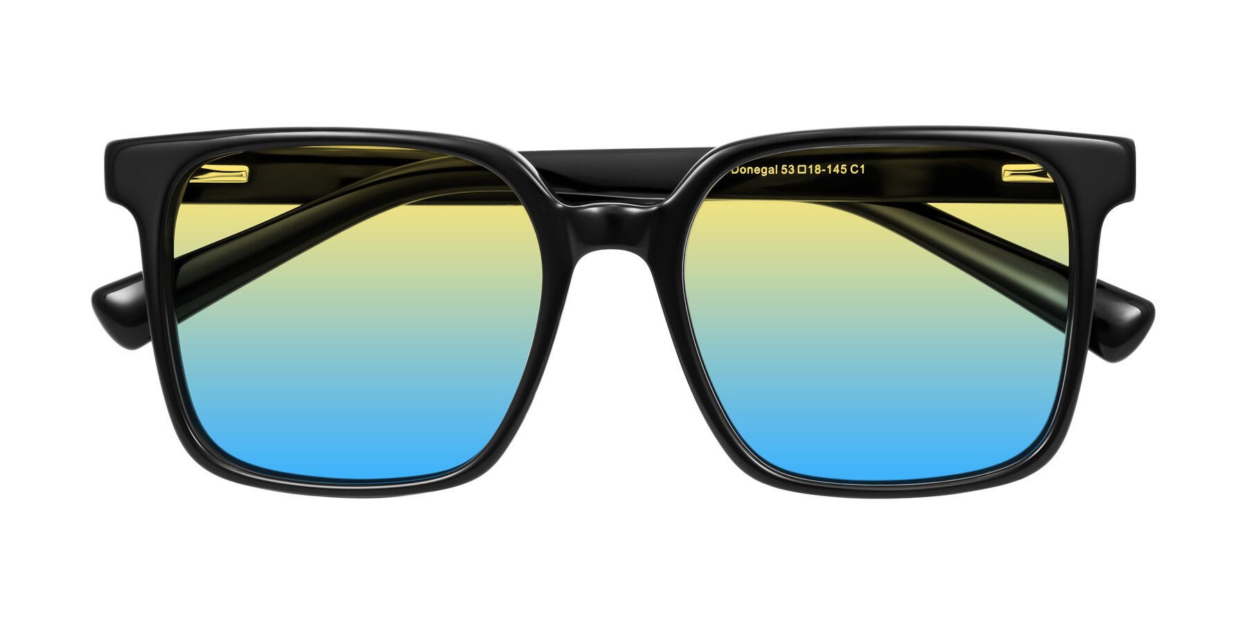 Folded Front of Donegal in Black with Yellow / Blue Gradient Lenses