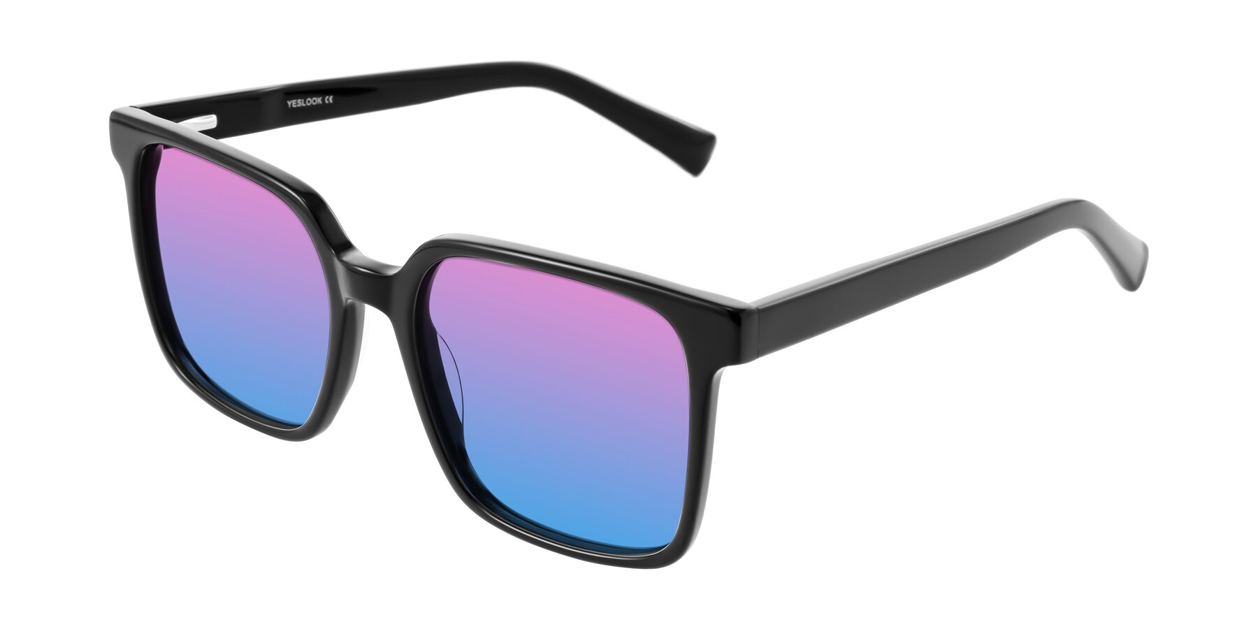 Angle of Donegal in Black with Pink / Blue Gradient Lenses