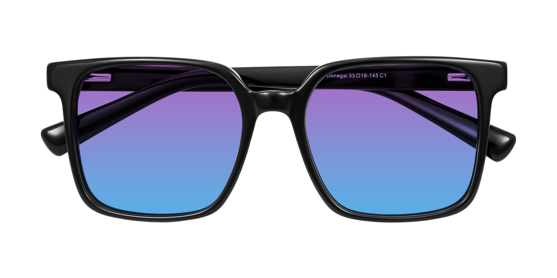 Folded Front of Donegal in Black with Purple / Blue Gradient Lenses