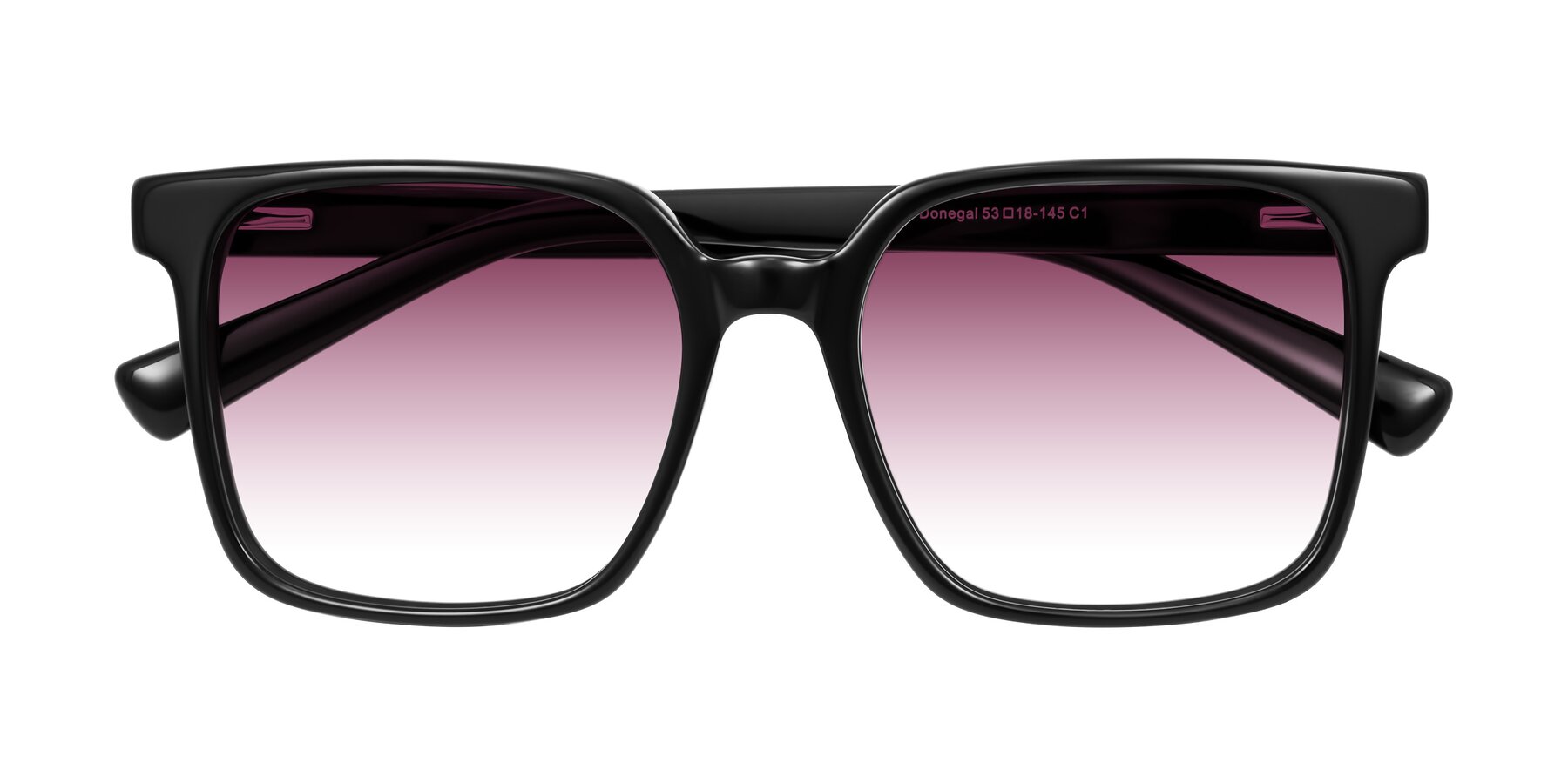 Folded Front of Donegal in Black with Wine Gradient Lenses