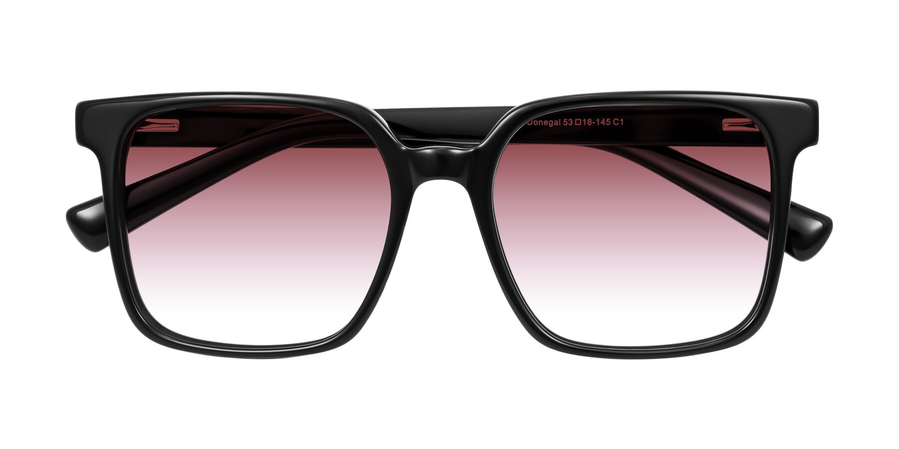 Folded Front of Donegal in Black with Garnet Gradient Lenses