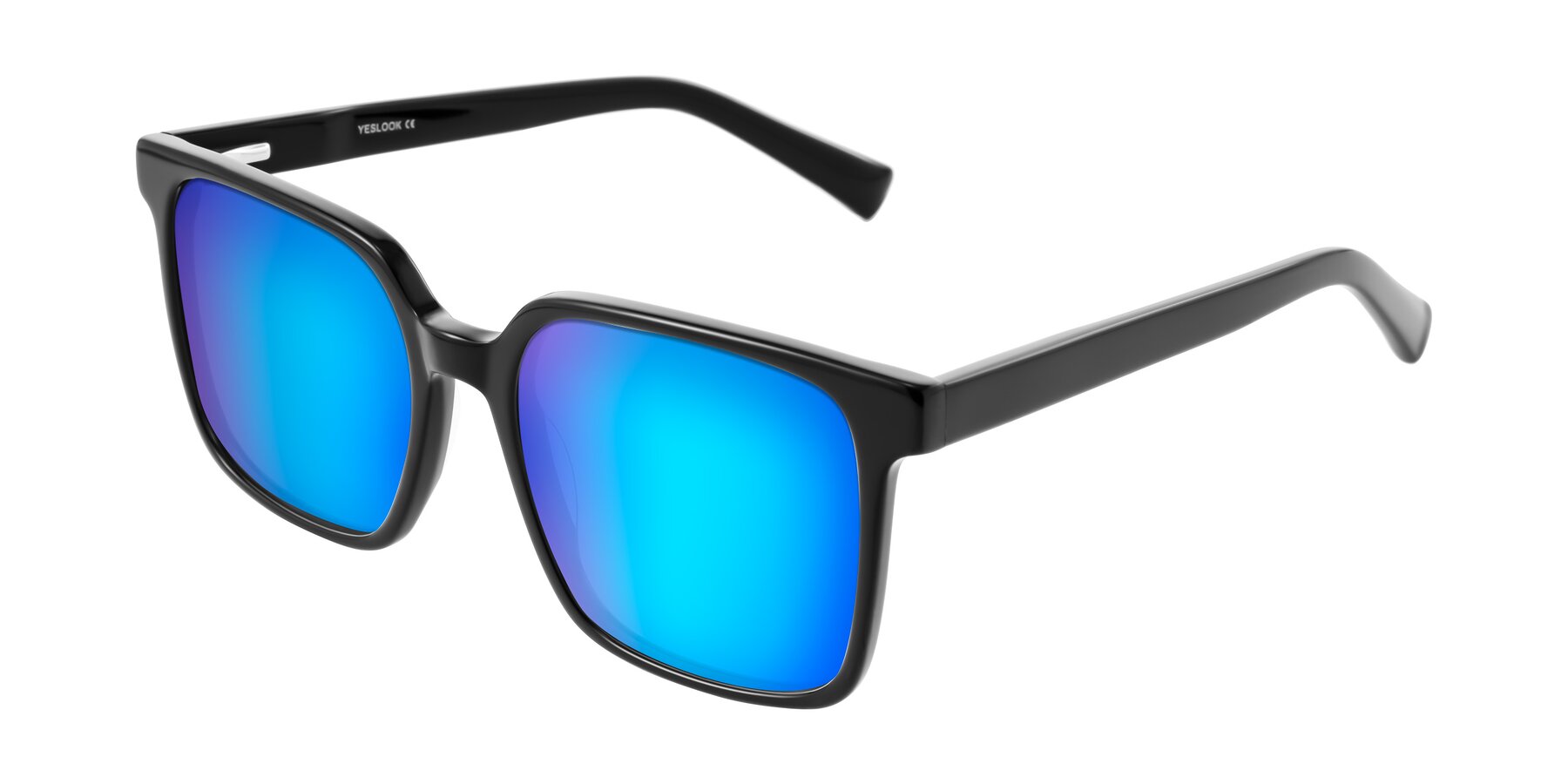 Angle of Donegal in Black with Blue Mirrored Lenses