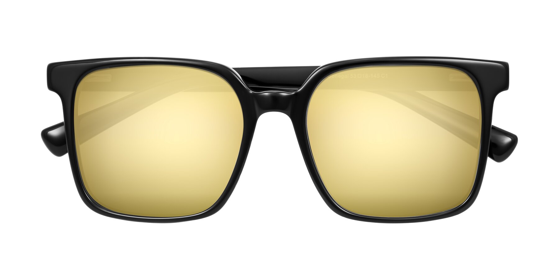 Folded Front of Donegal in Black with Gold Mirrored Lenses