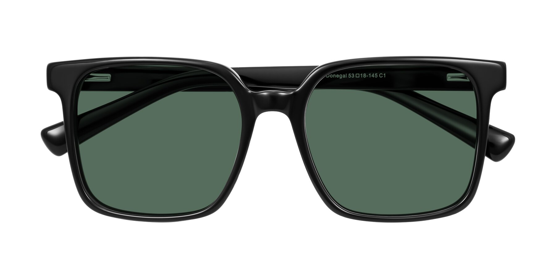 Folded Front of Donegal in Black with Green Polarized Lenses