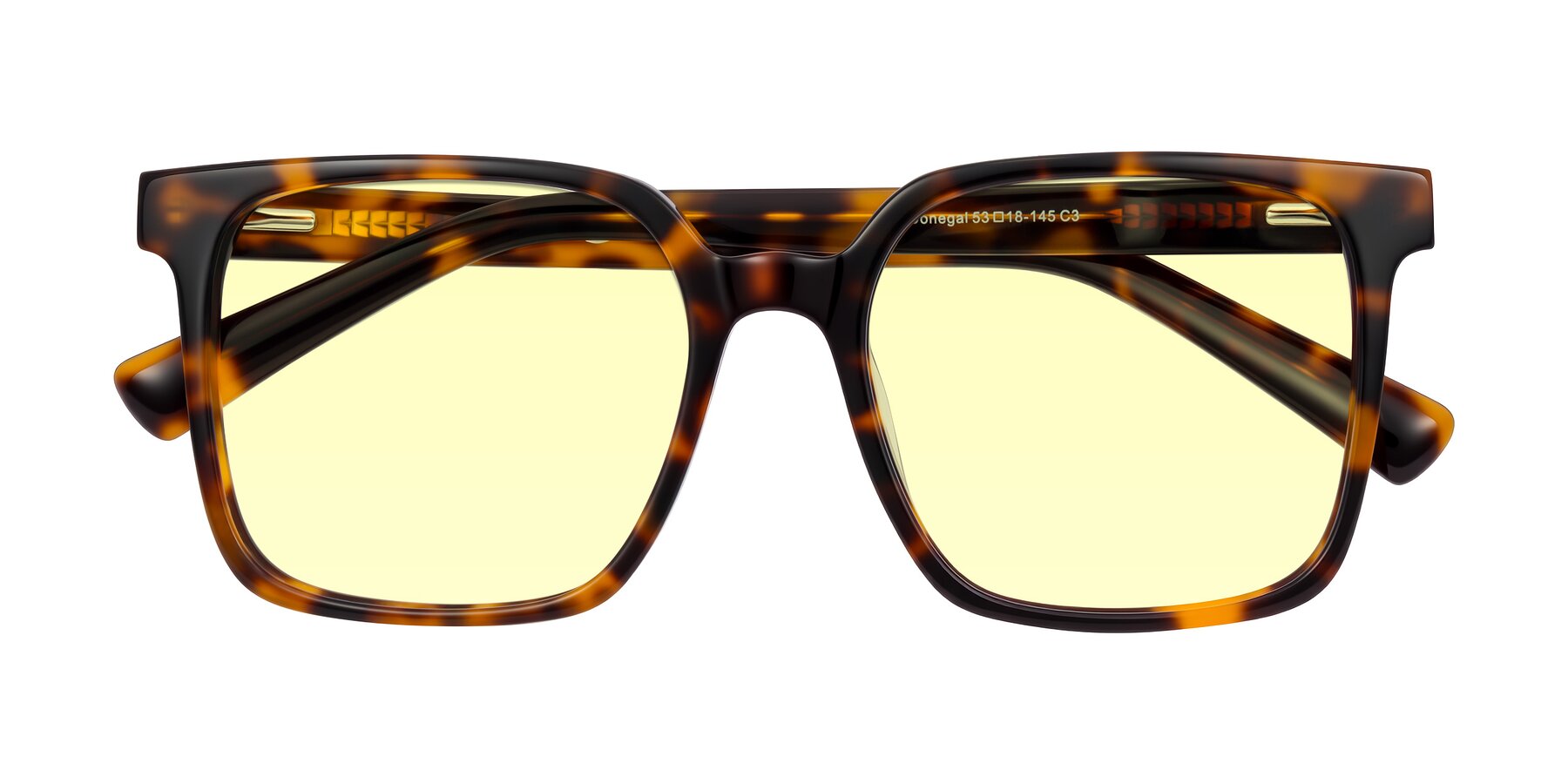 Folded Front of Donegal in Tortoise with Light Yellow Tinted Lenses
