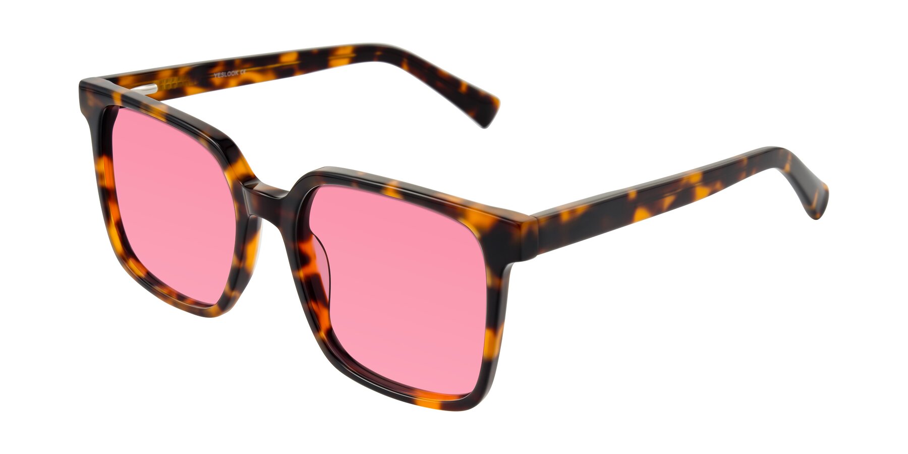 Angle of Donegal in Tortoise with Pink Tinted Lenses