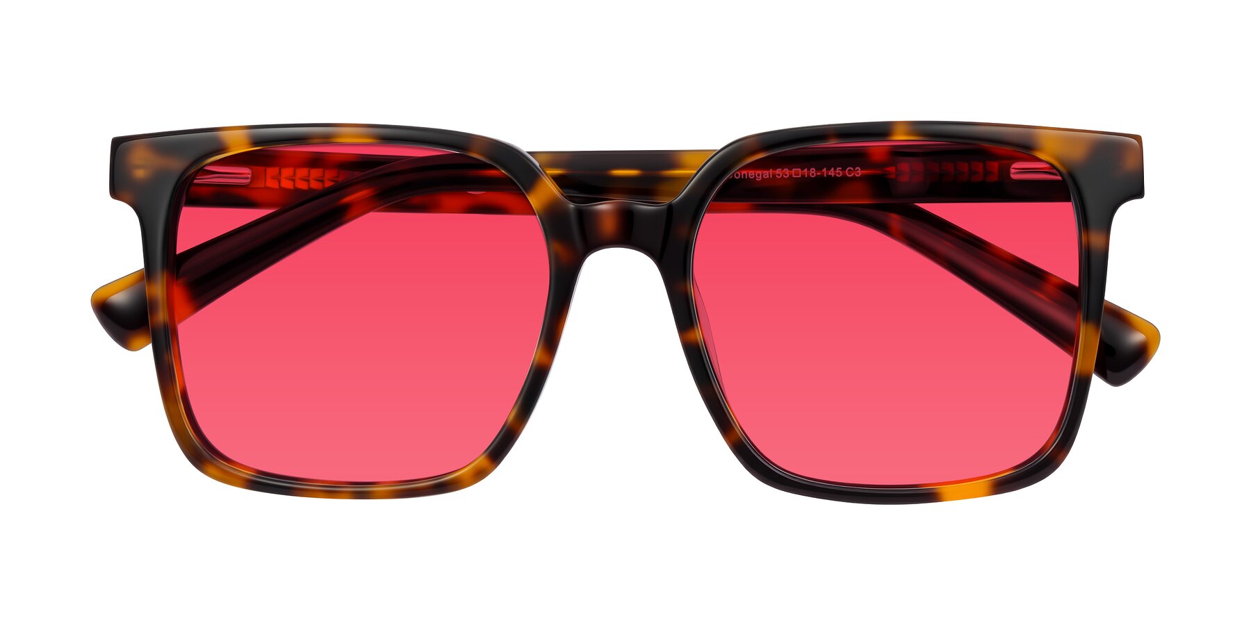 Folded Front of Donegal in Tortoise with Red Tinted Lenses