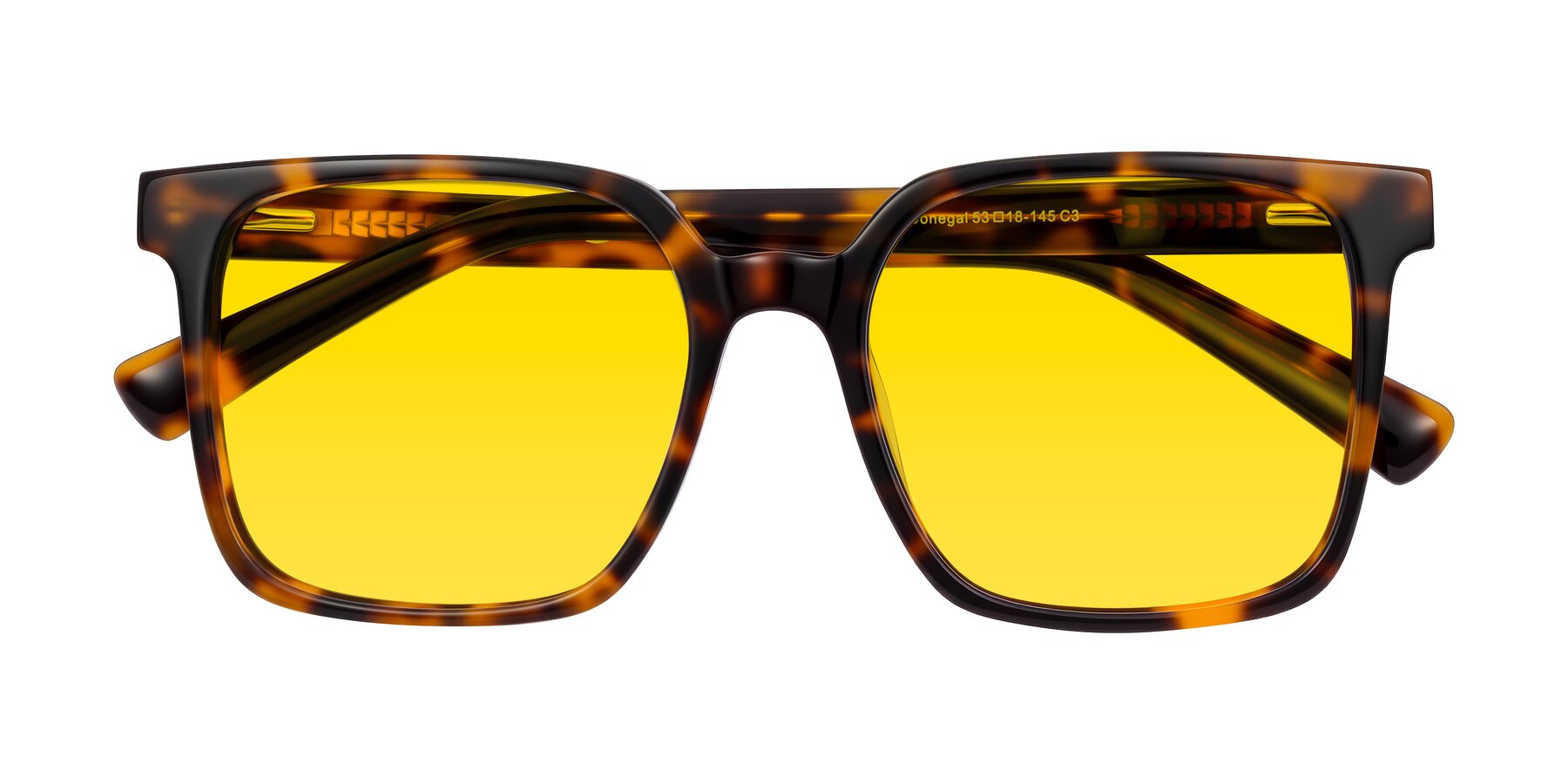 Folded Front of Donegal in Tortoise with Yellow Tinted Lenses
