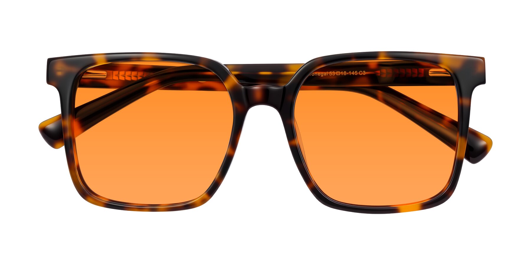 Folded Front of Donegal in Tortoise with Orange Tinted Lenses