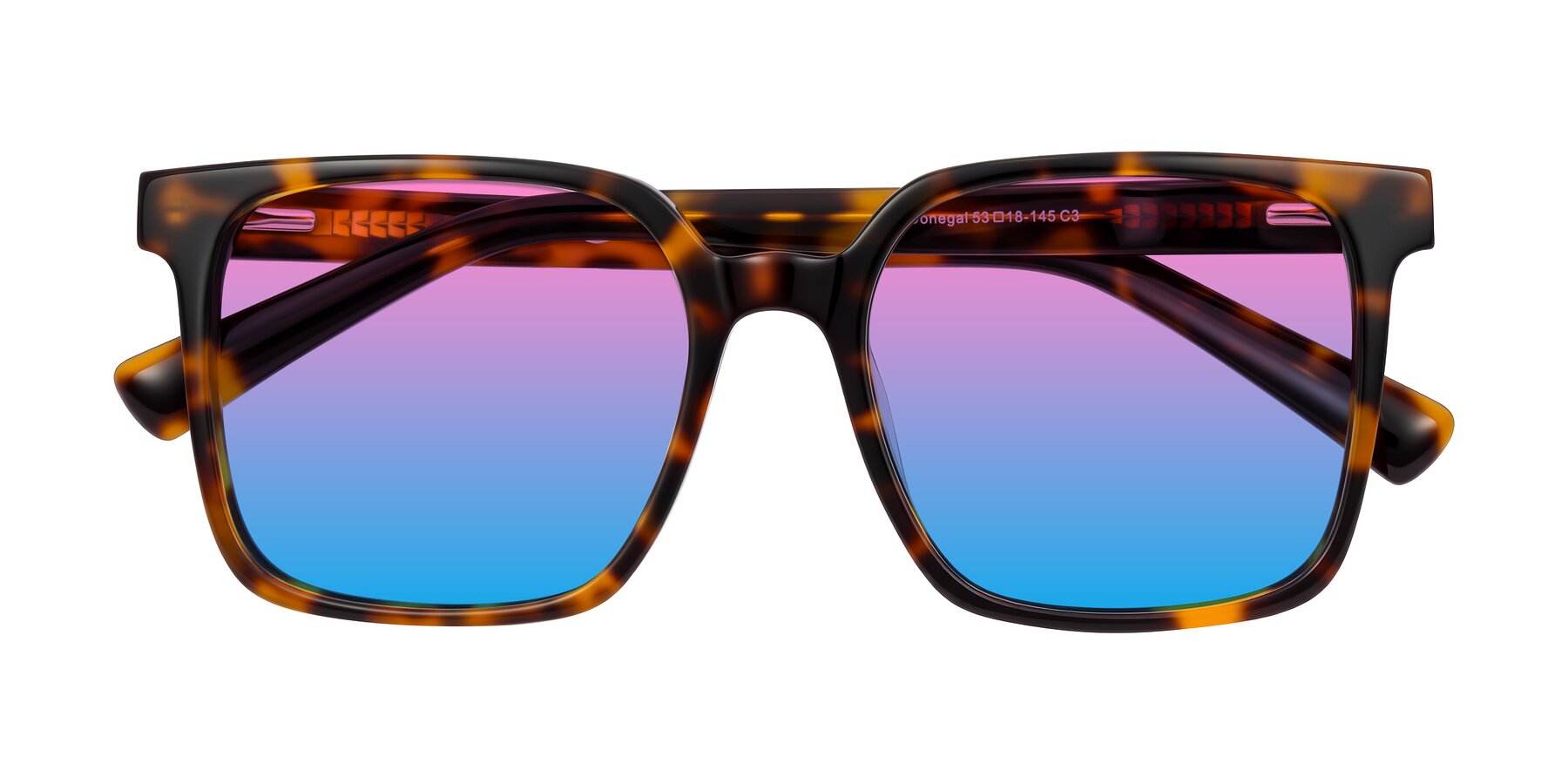 Folded Front of Donegal in Tortoise with Pink / Blue Gradient Lenses