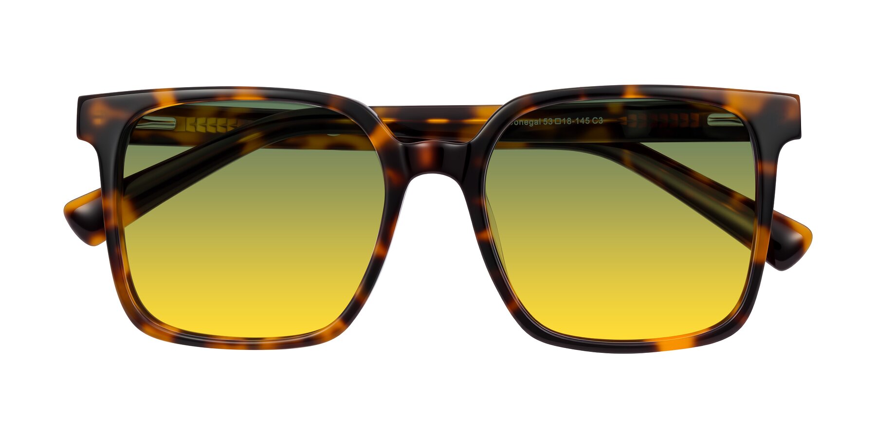 Folded Front of Donegal in Tortoise with Green / Yellow Gradient Lenses