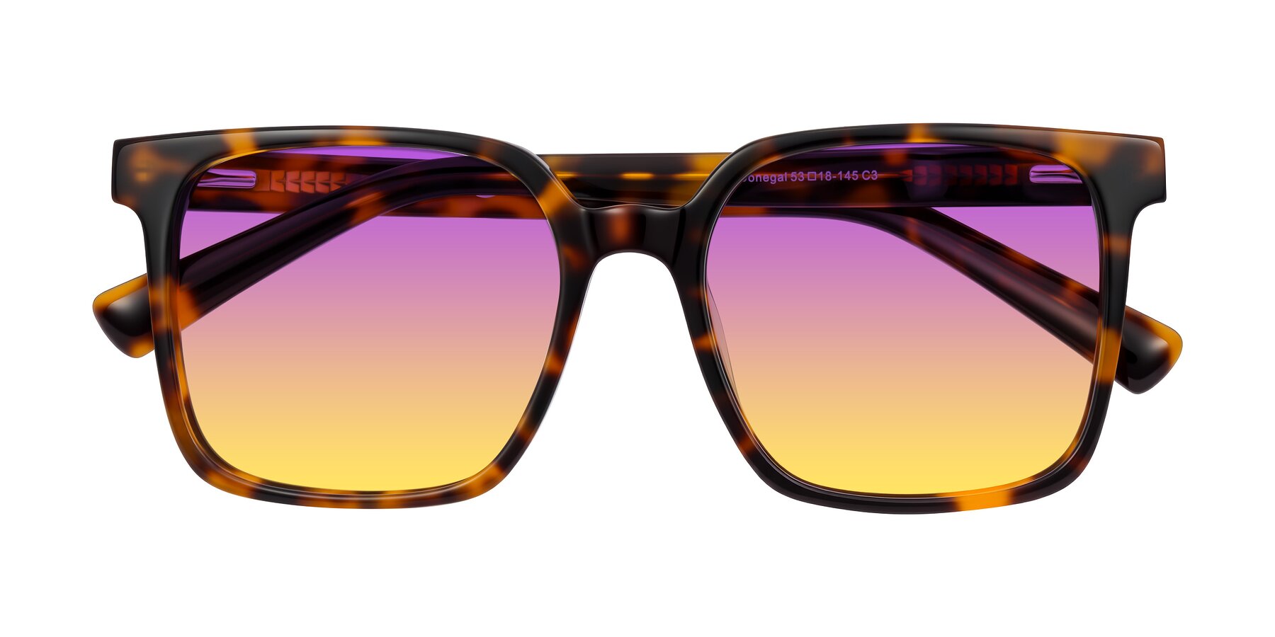 Folded Front of Donegal in Tortoise with Purple / Yellow Gradient Lenses