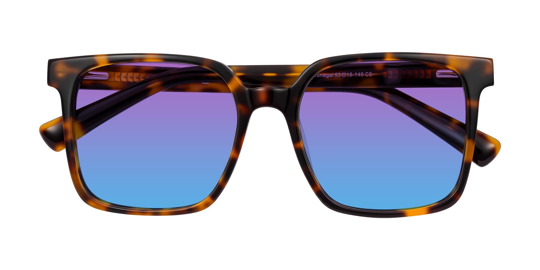 Folded Front of Donegal in Tortoise with Purple / Blue Gradient Lenses