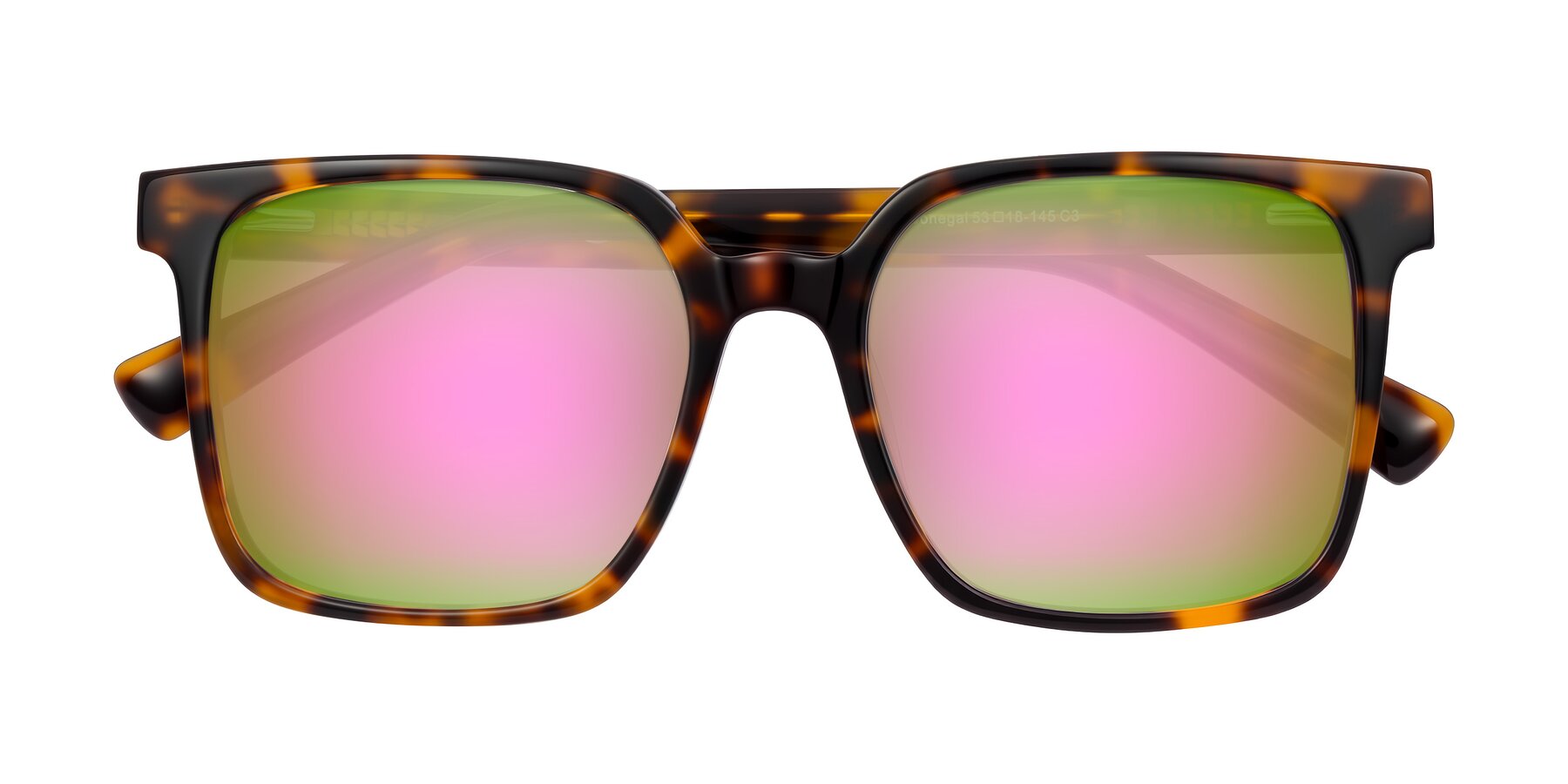 Folded Front of Donegal in Tortoise with Pink Mirrored Lenses