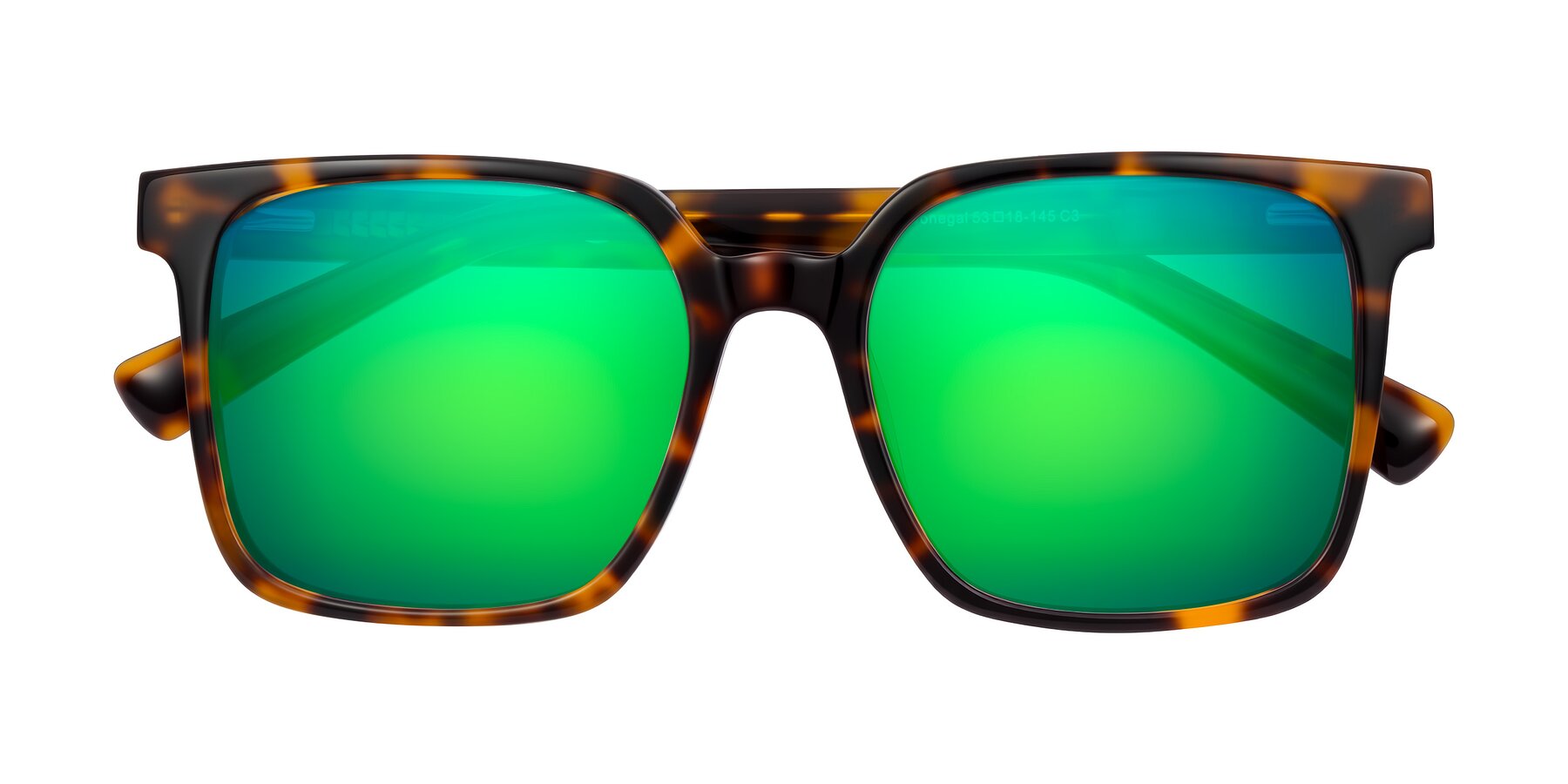 Folded Front of Donegal in Tortoise with Green Mirrored Lenses
