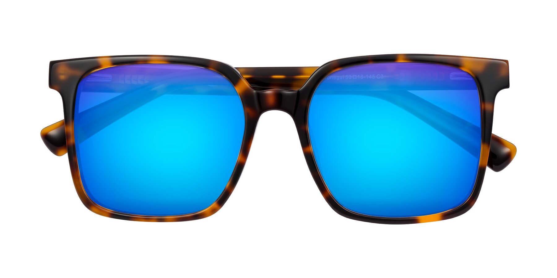 Folded Front of Donegal in Tortoise with Blue Mirrored Lenses