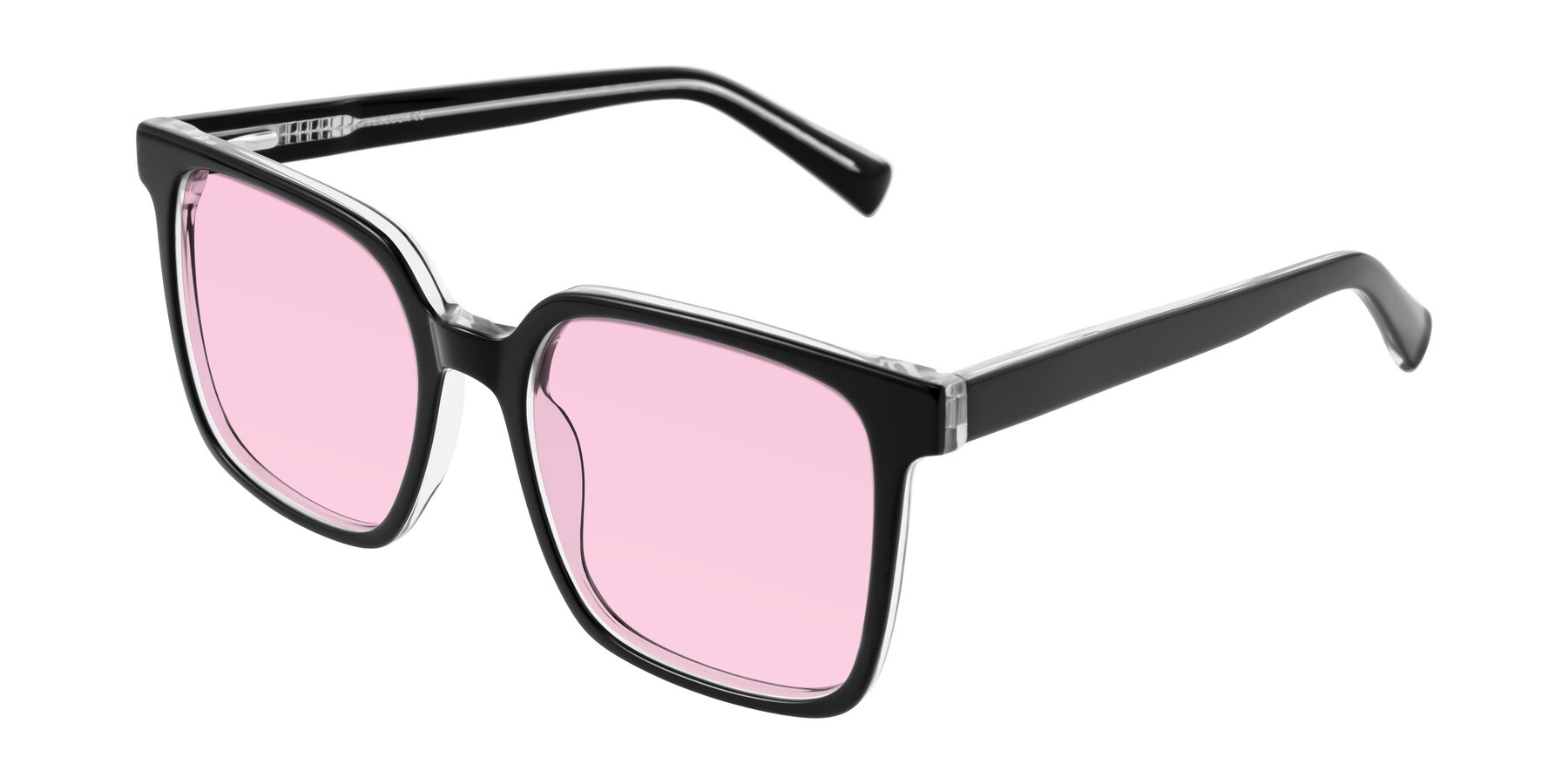 Angle of Donegal in Black/Clear with Light Pink Tinted Lenses