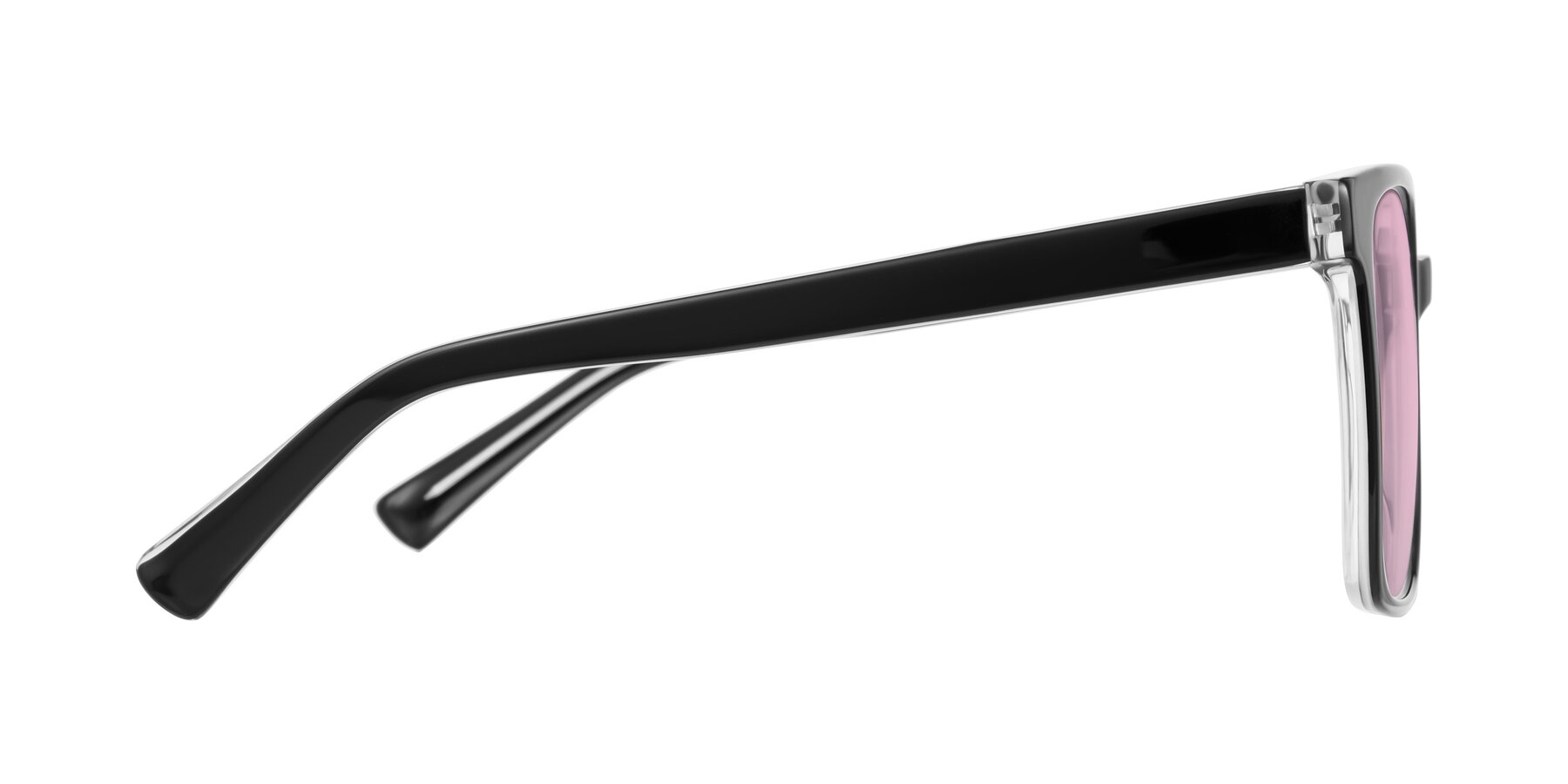 Side of Donegal in Black/Clear with Light Pink Tinted Lenses