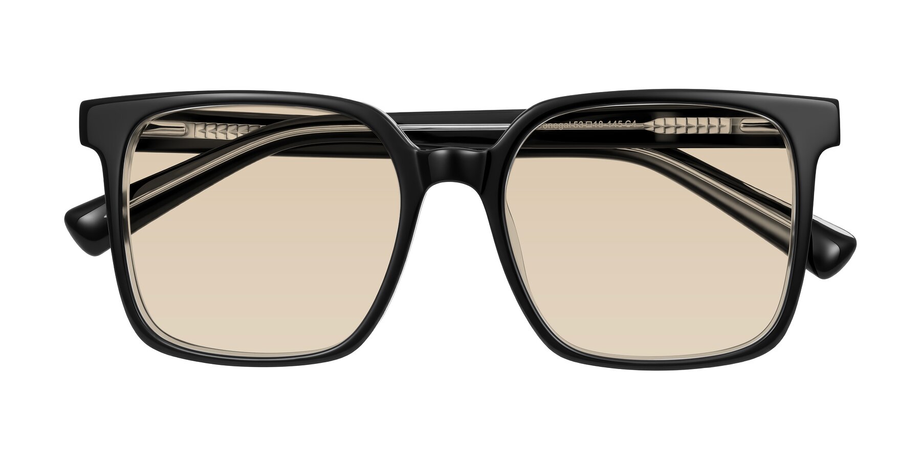 Folded Front of Donegal in Black/Clear with Light Brown Tinted Lenses