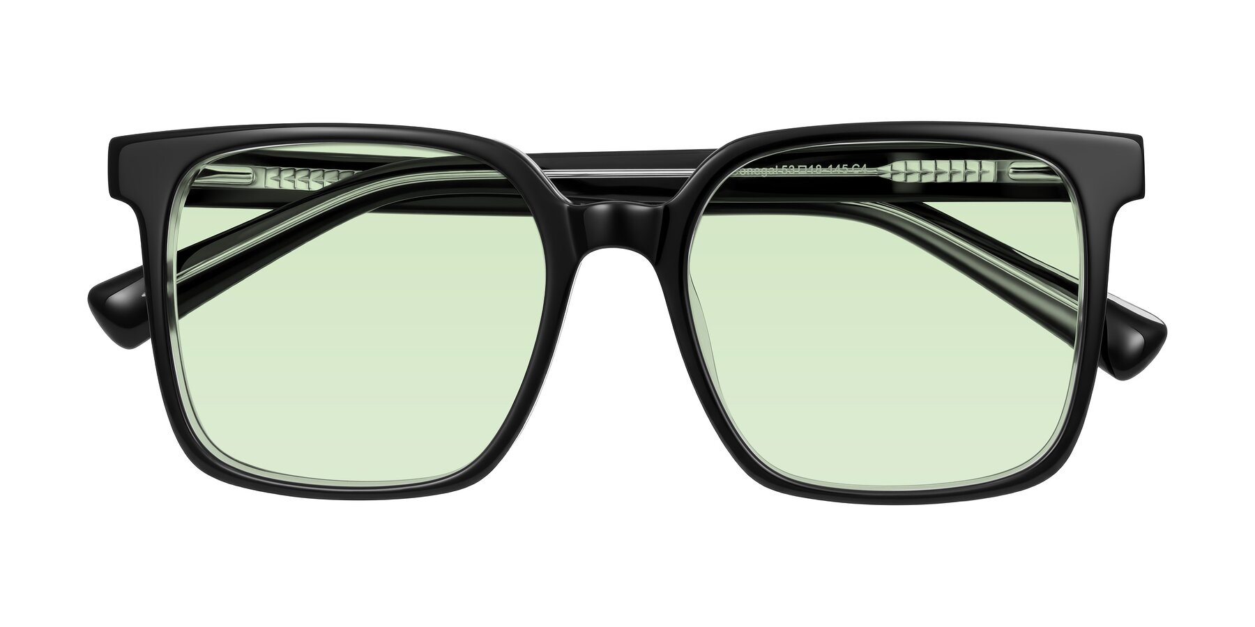 Folded Front of Donegal in Black/Clear with Light Green Tinted Lenses