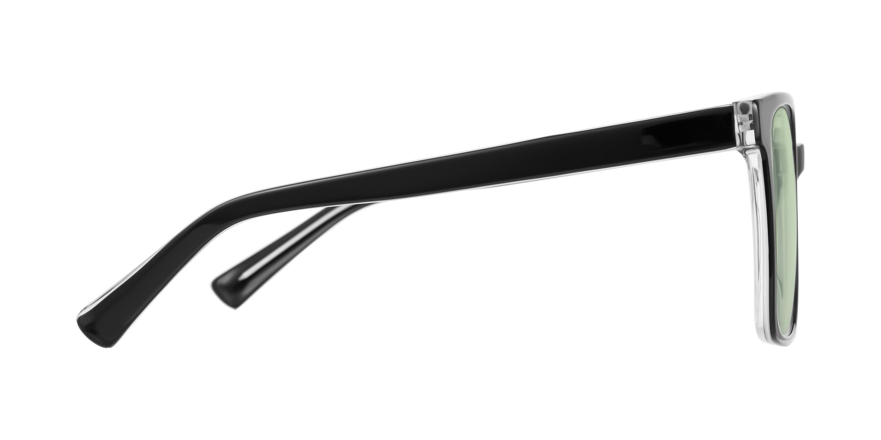 Side of Donegal in Black/Clear with Light Green Tinted Lenses