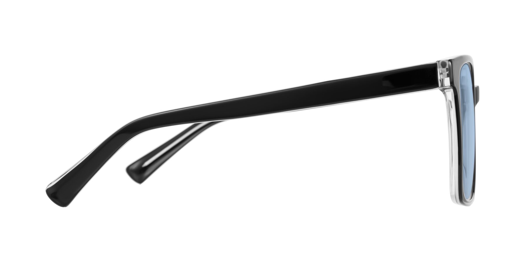 Side of Donegal in Black/Clear with Light Blue Tinted Lenses