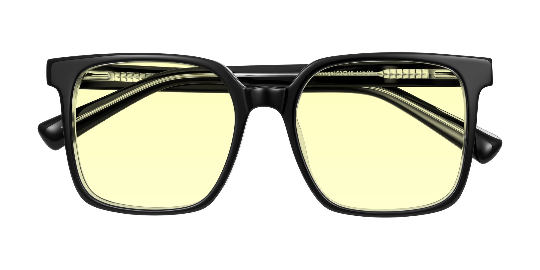 Folded Front of Donegal in Black/Clear with Light Yellow Tinted Lenses