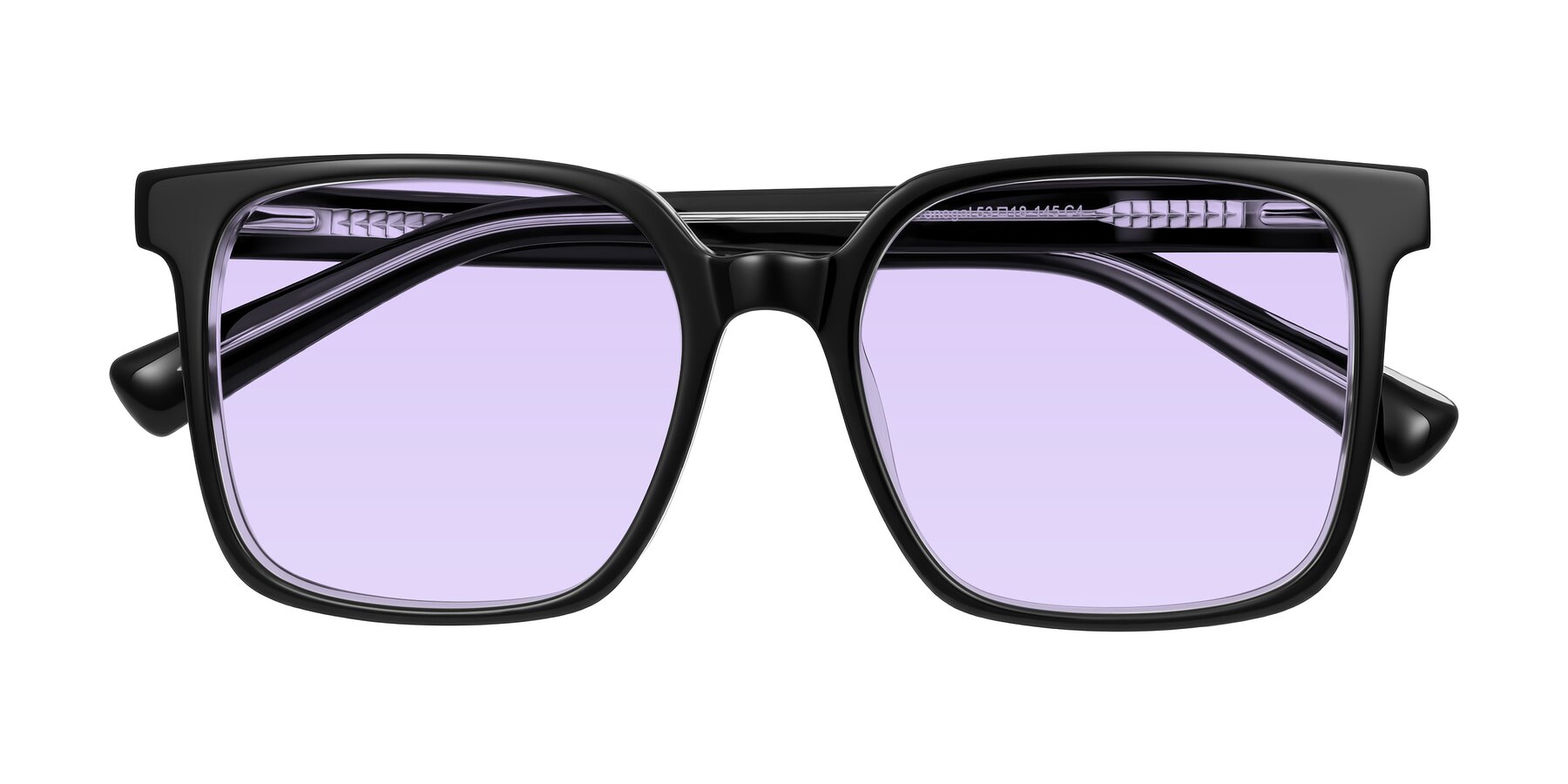 Folded Front of Donegal in Black/Clear with Light Purple Tinted Lenses