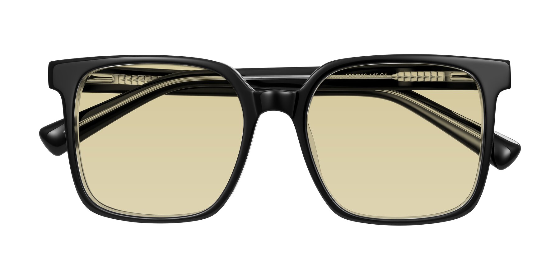 Folded Front of Donegal in Black/Clear with Light Champagne Tinted Lenses